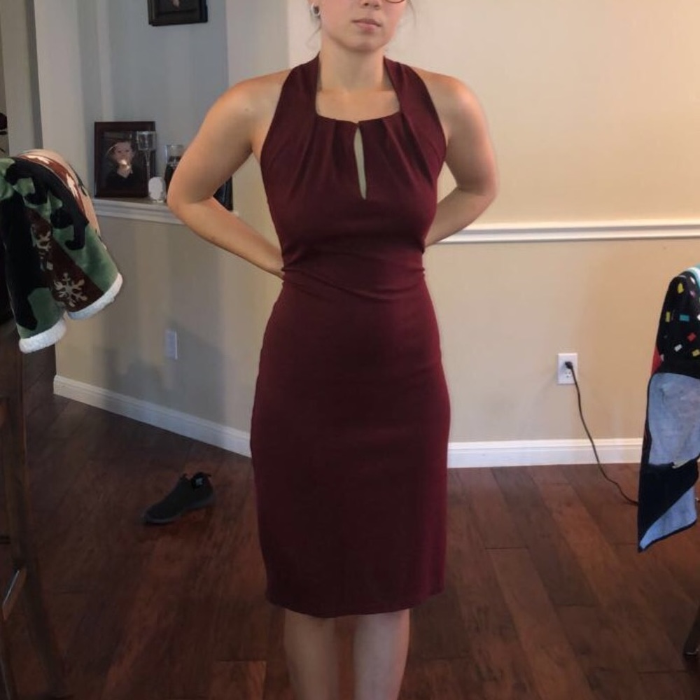 Maroon dress. Business casual